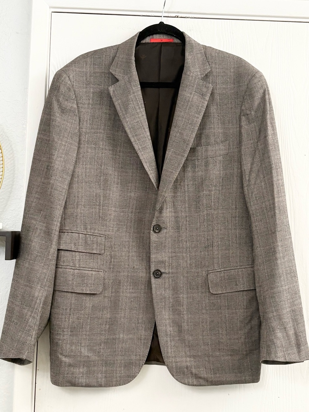 ISAIA Napoli 90% Wool 10% Silk Brown Plaid Blazer Made in Italy Size 54R